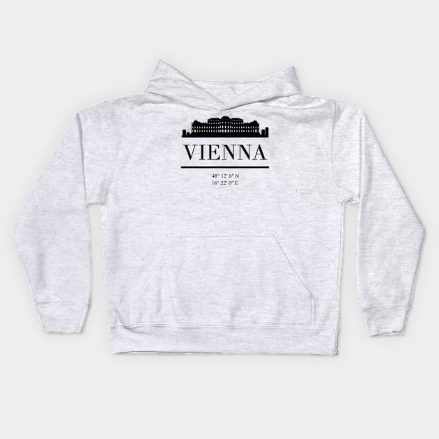 VIENNA AUSTRIA BLACK SILHOUETTE SKYLINE ART Kids Hoodie by deificusArt